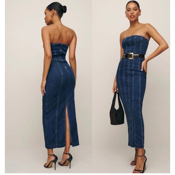 Reformation Dresses & Skirts - Reformation Anais Strapless DenimMidi Dress in Griffin Size 8 NWOT
